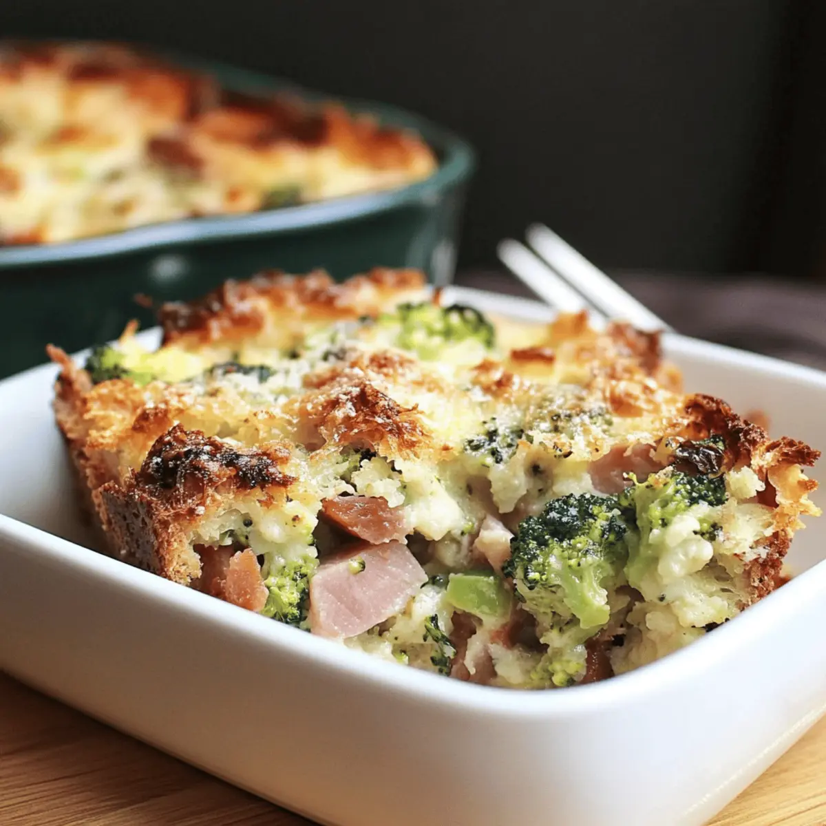 Parmesan Bread Pudding with Broccoli & Ham