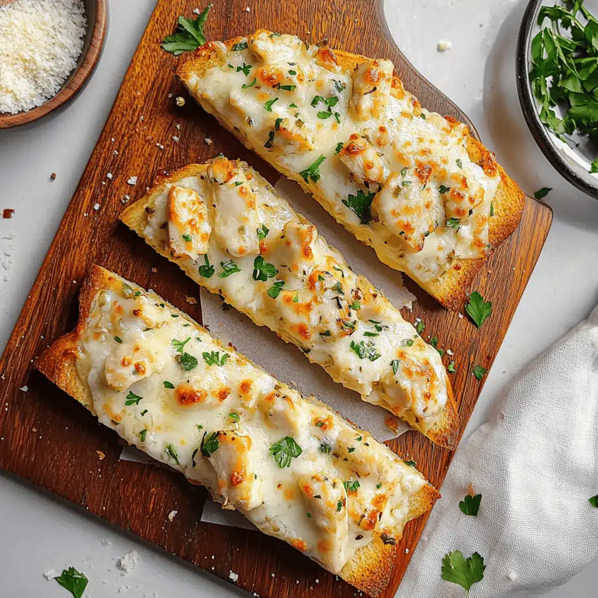 Chicken Alfredo Garlic Bread