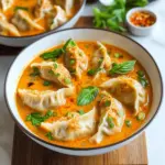 Thai-Style Soup Dumplings in Red Curry Sauce