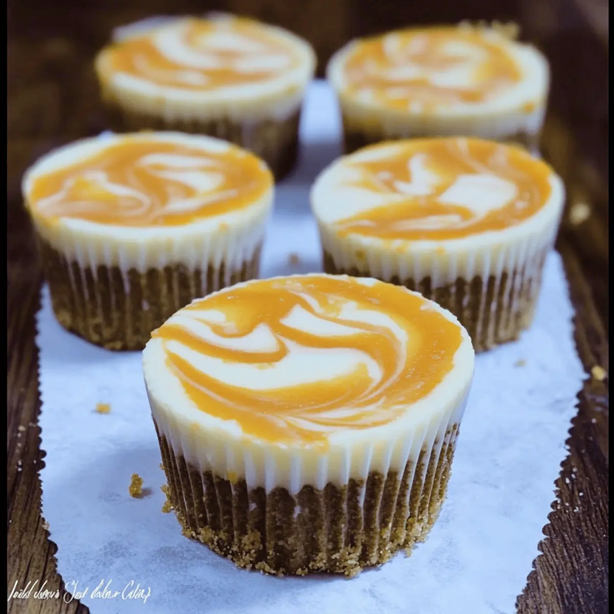 Mini Pumpkin Swirled Cheesecakes