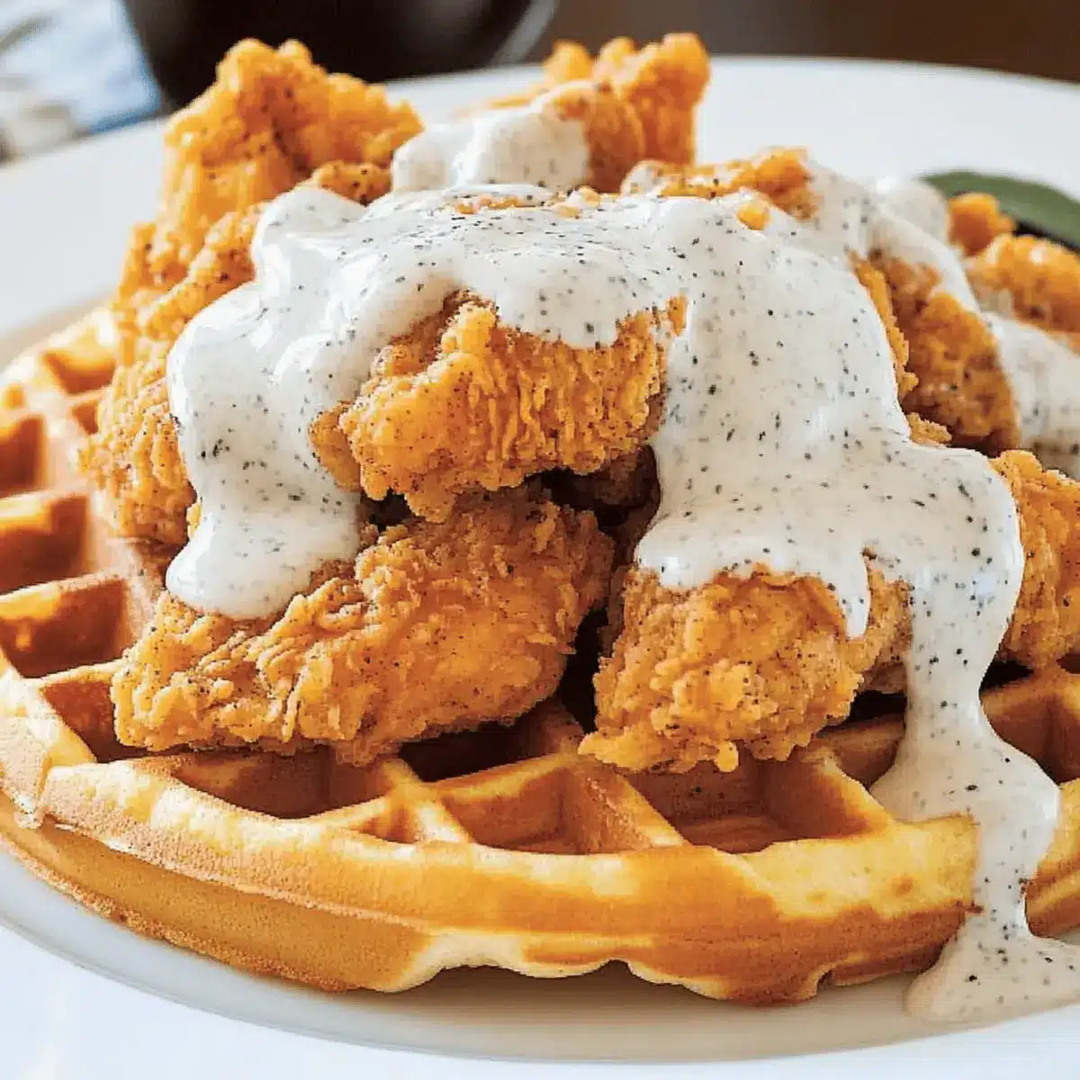 Oven-Fried Chicken with Waffles & White Gravy