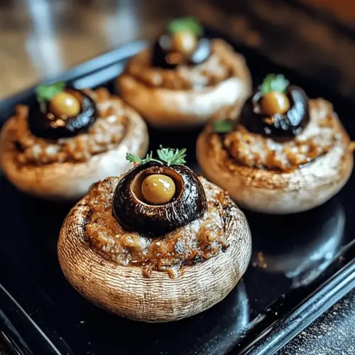 Spooky Stuffed Mushroom Eyeballs