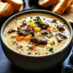 Cozy Creamy Philly Cheese-Steak Soup
