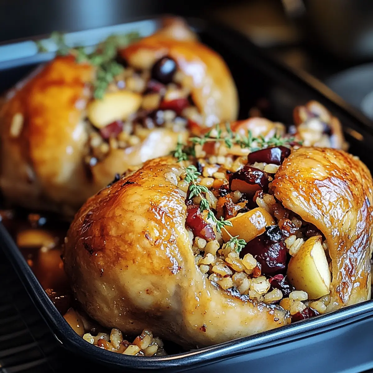 Apple-Cranberry Stuffed Cornish Hens