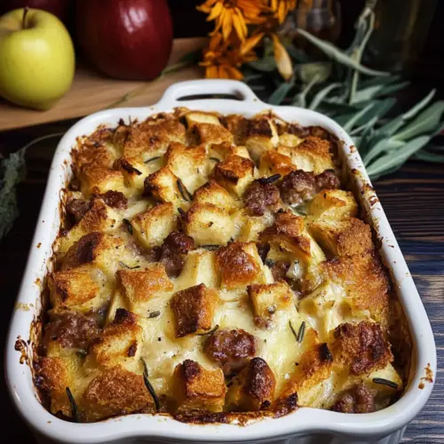 Sausage Apple and Sage Bread Pudding