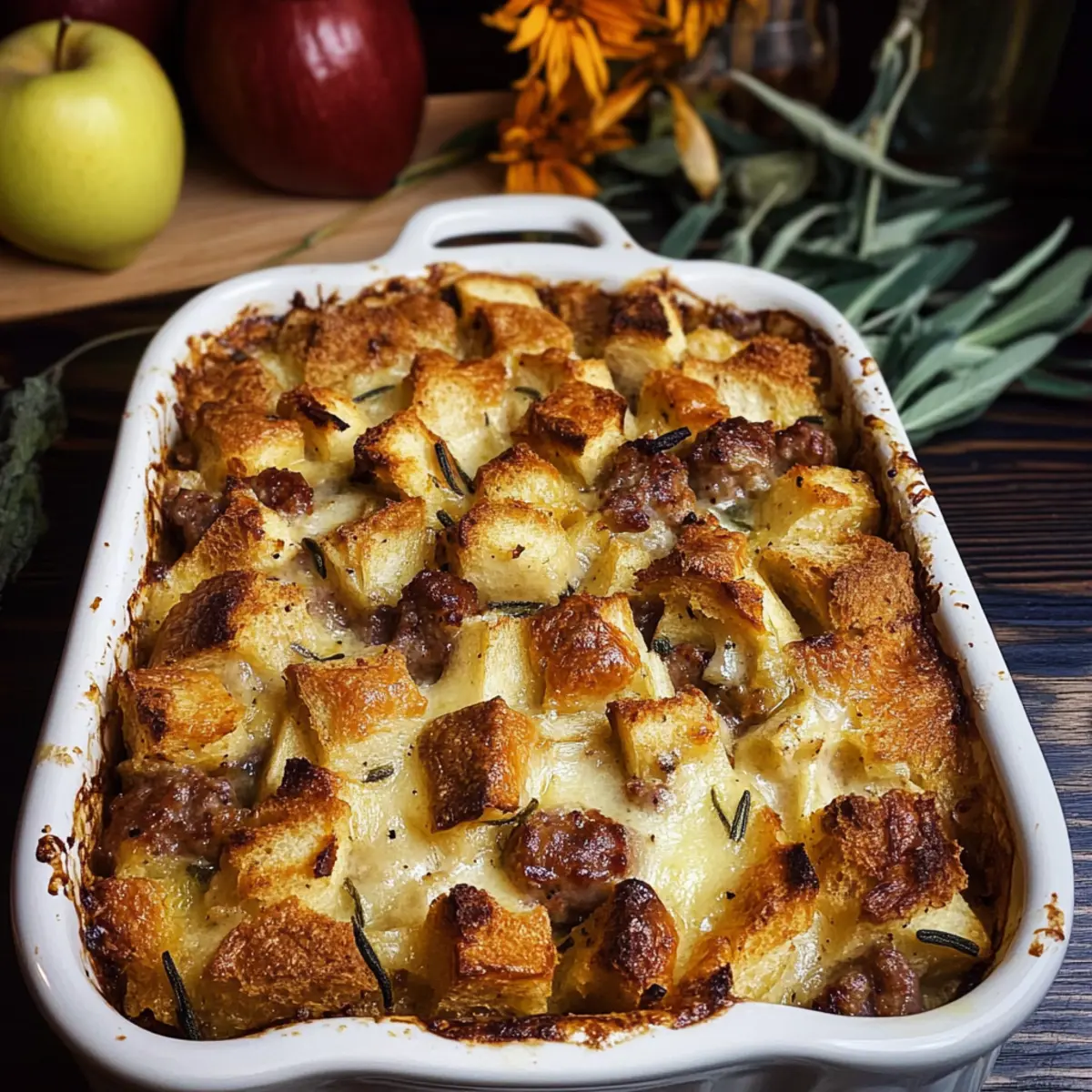 Sausage Apple and Sage Bread Pudding