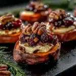 Sweet Potato Rounds with Brie Cranberry and Pecans