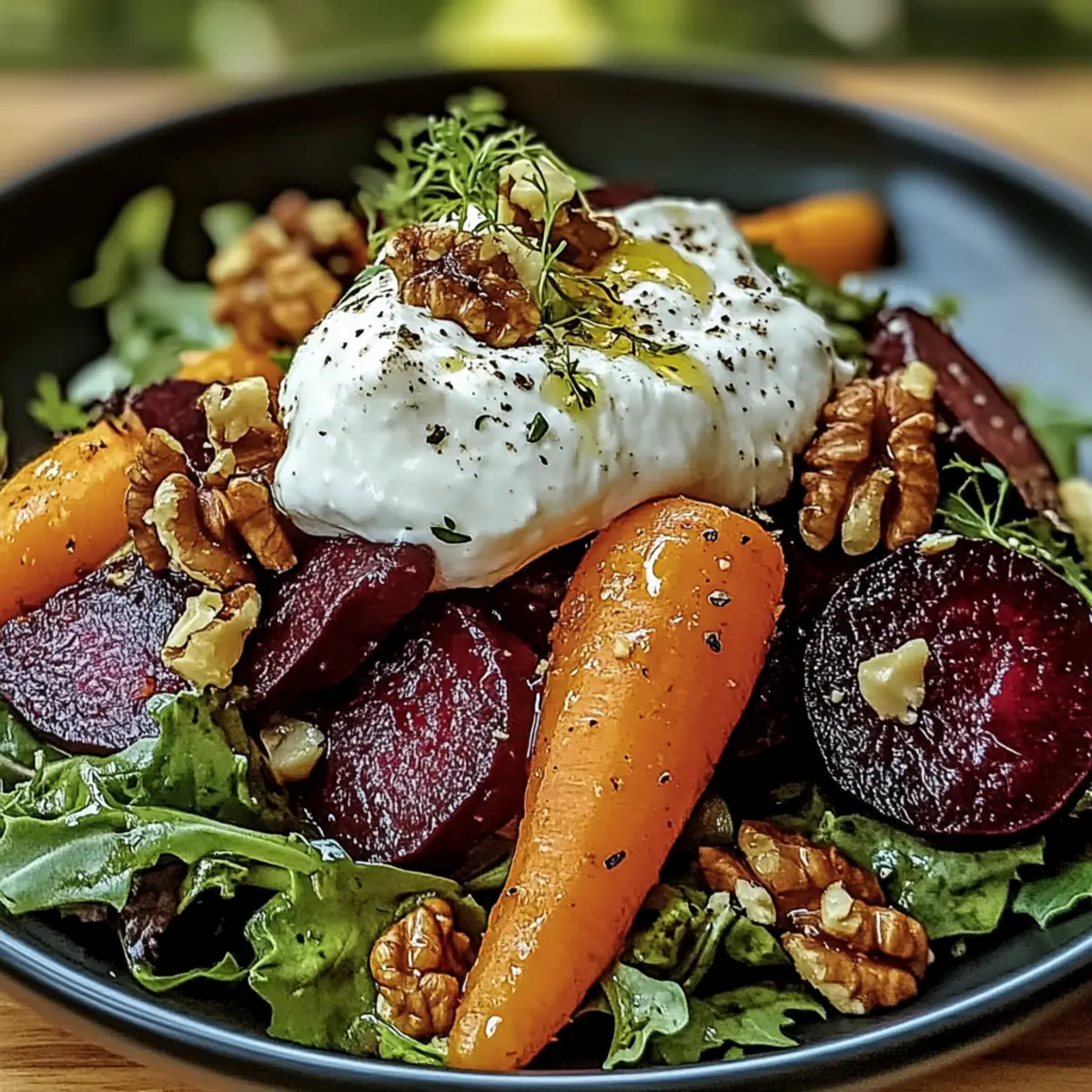 Easy Roasted Beets & Carrots Salad With Burrata