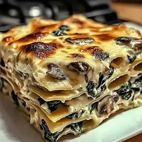 Cozy Creamy Spinach Mushroom Lasagna