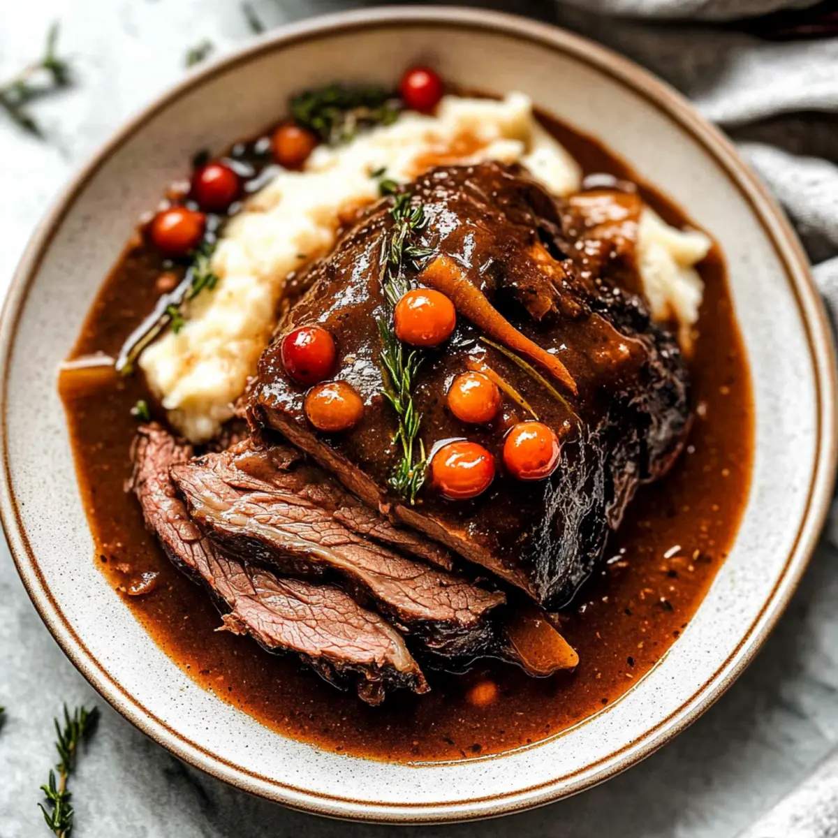 Christmas Roast Beef with Red Wine Gravy