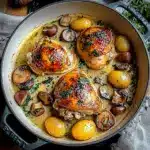 Herb Roasted Chicken in Creamy White Wine Sauce