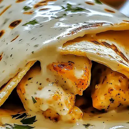 Ooey-Gooey Cheesy Garlic Chicken Wraps