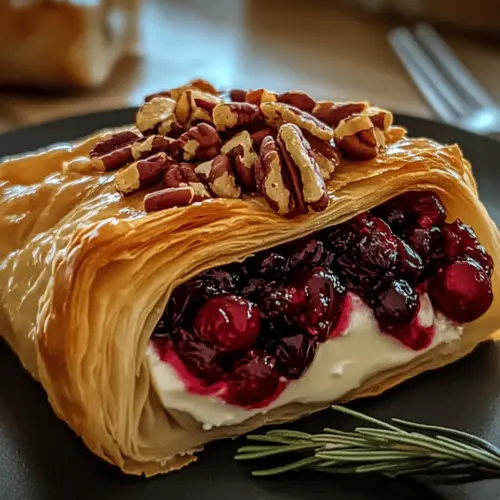 Easy Cranberry Pecan Brie Wrapped in Puff Pastry