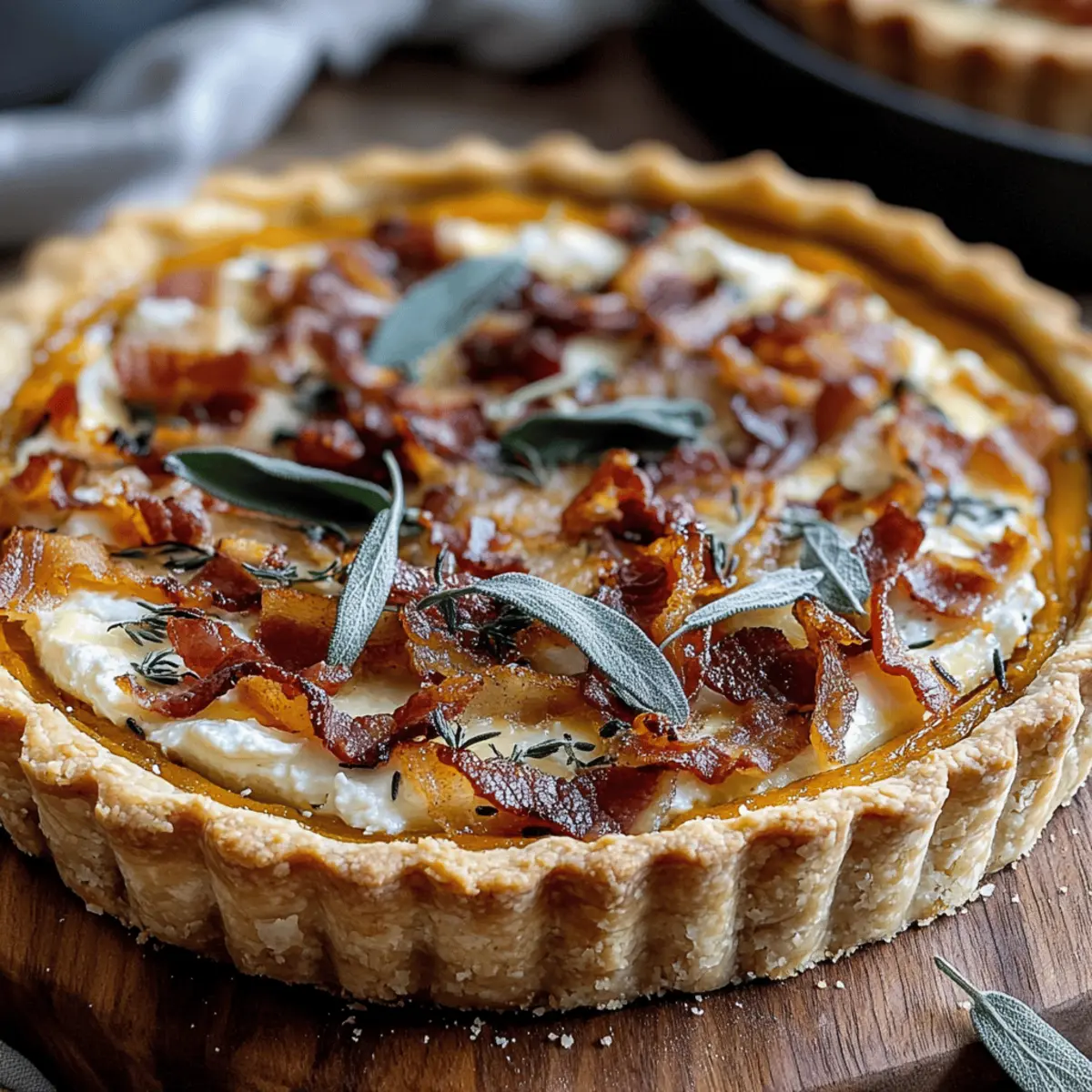 Pumpkin, Ricotta & Caramelized Onion Tart with Bacon and Sage