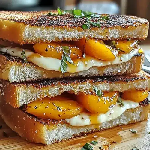 Caramelized Peach & Brie Grilled Sandwiches