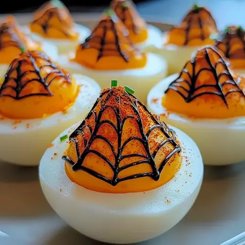 Tasty Spooky Spiderweb Deviled Eggs