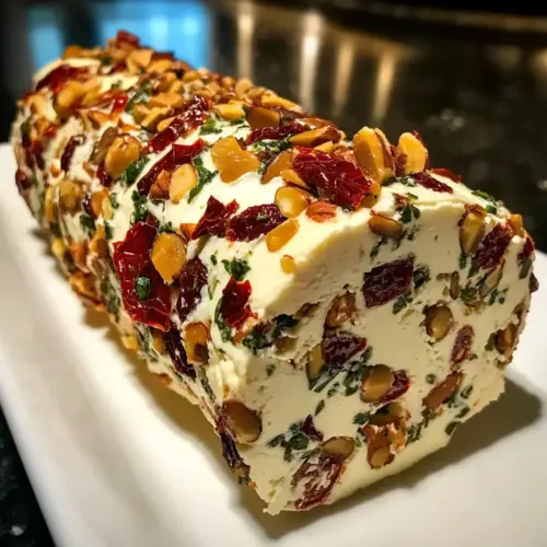 Festive Holiday Antipasto Cream Cheese Log