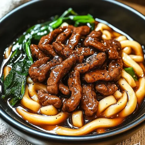Easy Black Pepper Beef Udon Noodles