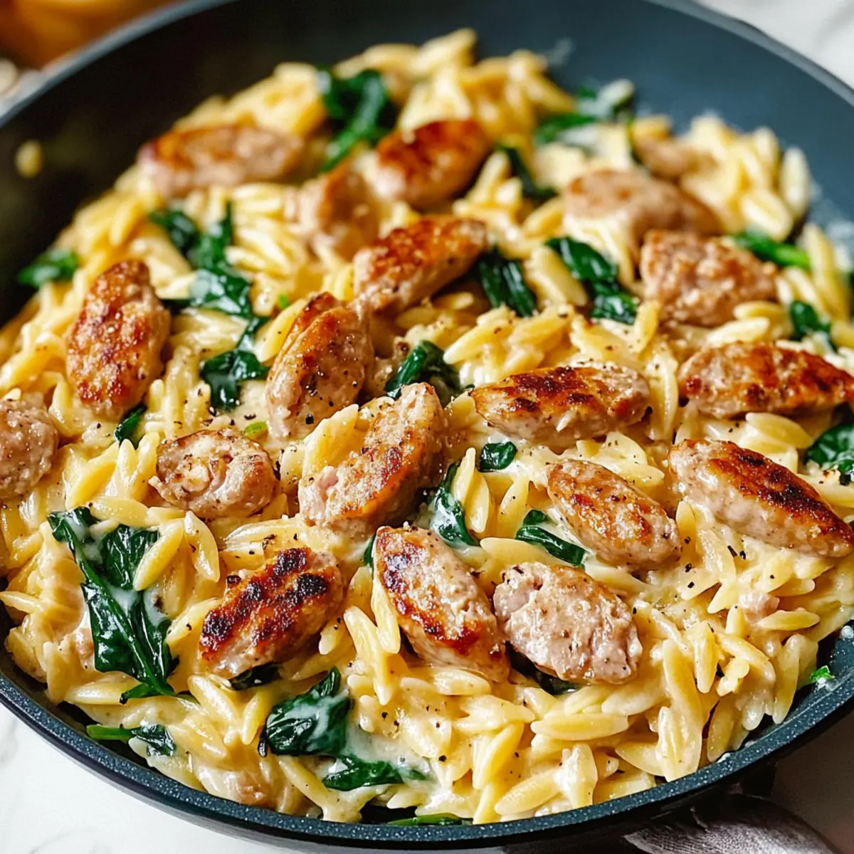 Creamy Chicken Sausage Orzo