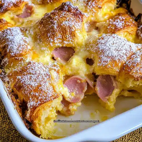 Ham and Cheese Croissant Breakfast Casserole