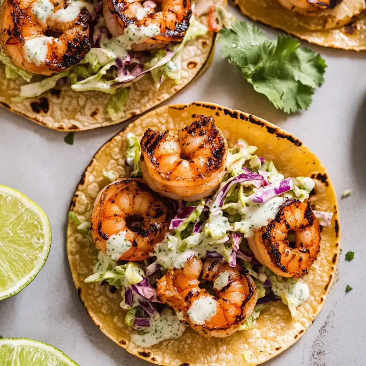 Grilled Shrimp Tacos With Cilantro Lime Slaw