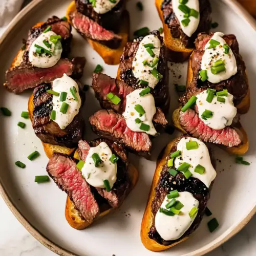 Steak Crostini with Horseradish Sauce