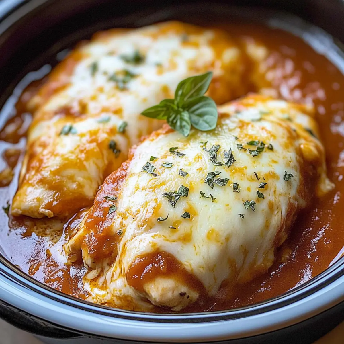 Slow Cooker Cheesy Mozzarella Chicken