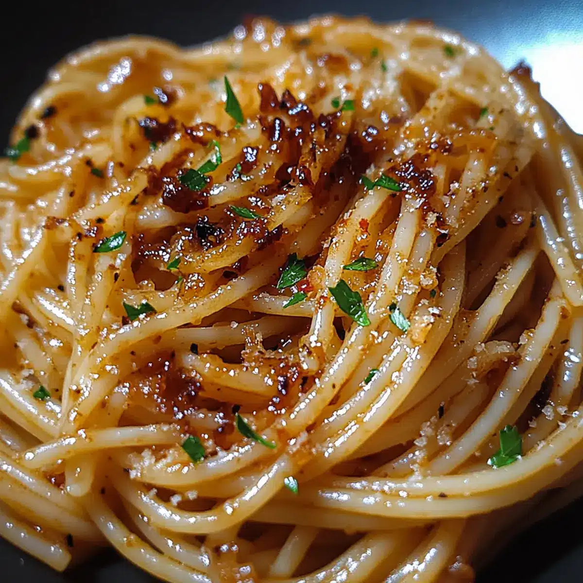 Caramelized Onion Pasta with Chili Oil