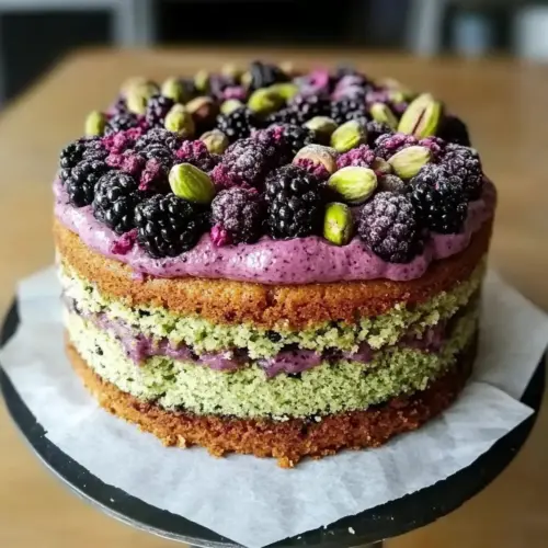 Pistachio and Blackberry Olive Oil Cake Recipe