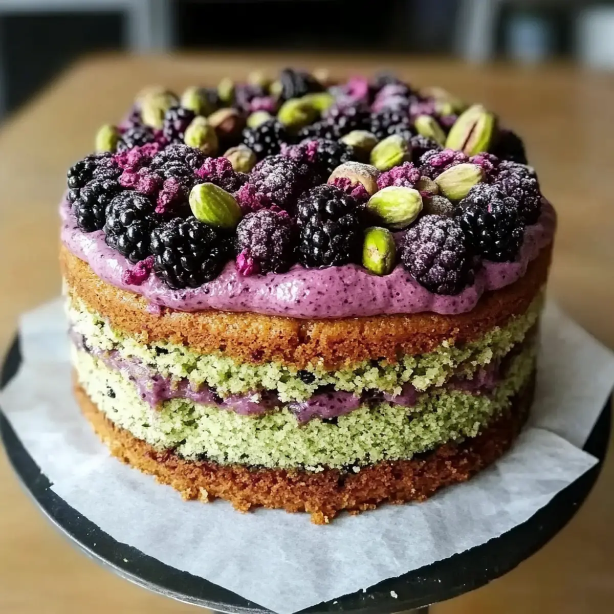 Pistachio and Blackberry Olive Oil Cake Recipe